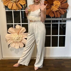 Cropped Cream Women's Jumpsuit